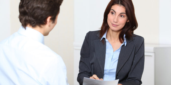 Job applicant having an interview