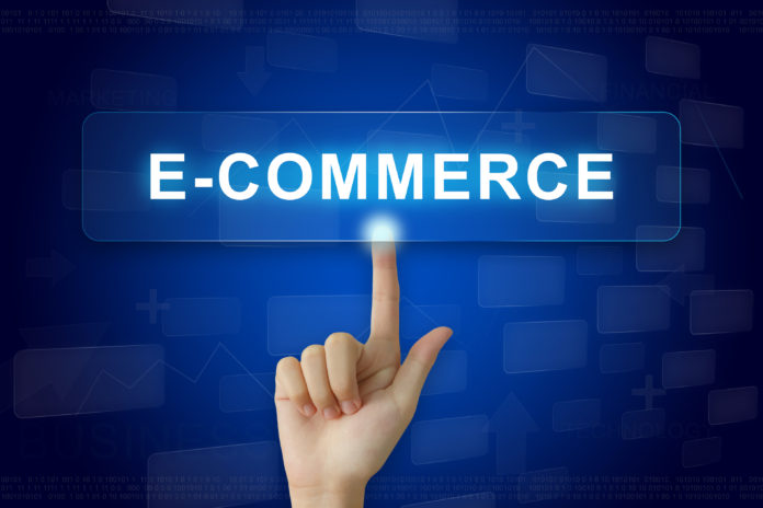 hand press on e-commerce button on touch screen